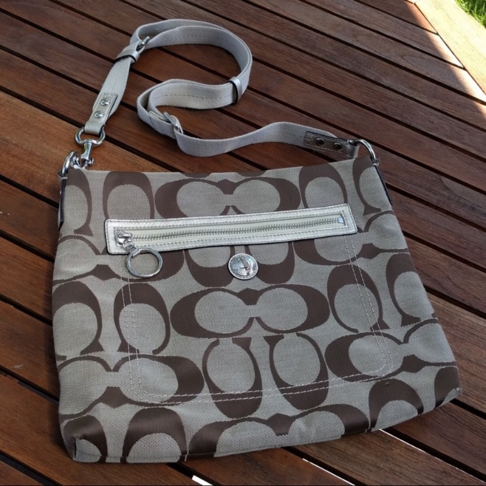 Authentic Coach signature cross body purse